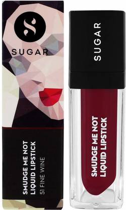 SUGAR Cosmetics Smudge Me Not Liquid Lipstick - 51 Fine Wine (Burgundy Red)