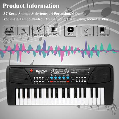 Haulsale BF-430 37 Key Piano Keyboard | DC Power Option, Microphone, Multi-Function-220
