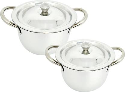 bartan hub Induction Friendly Handi set with Lid (1000ml,600ml) Handi 1 L, 0.6 L with Lid