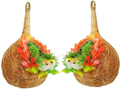 ZENRISE Pair(2) of Love Birds in nest Hanging Vastu Good Vibes Happy Home Decoration… Pack of 2