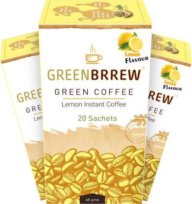 GreenBrrew Green Coffee Beans Extract for Weight Loss, Lemon Instant Coffee