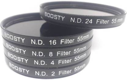 BOOSTY 5PCS Filter 55MM ND2 ND4 ND8 ND16 ND24 Lens Kit ND Filter