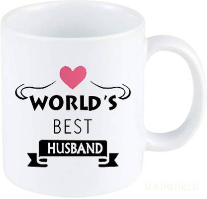 MadWorld World's Best Husband Printed Attractive Quotes Image Printed Ceramic White Coffee Best Gift For Couple Friends Birthday Family Festival Life Partner Any occasion Ceramic Coffee Mug
