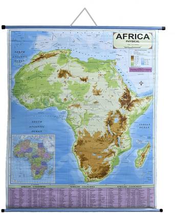 ROLLUP PHYSICAL MAP OF AFRICA (PIPE MOUNTED) Photographic Paper