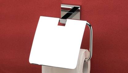 Epraiser TRI 409 Brass Chrome Plated Asymmetrical & Ultra Modern Square Paper Holder with Lid Brass Toilet Paper Holder