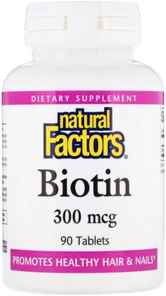 Natural Factors Biotin, 300 mcg, 90 Tablets
