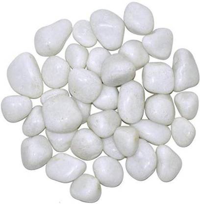 डेस्पेसिटो Natural Stone Glossy Pebbles Decorative River Rock Polished Stones - White Color Stones Use in Glassware, Like Vases, Aquariums and Terrariums to Enhance The Appearance (1KG) रिवर रॉक अनप्लांटेड सबस्ट्रेट