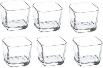 Femora Glass Dessert Bowl Crystal Clear Glass Square Mini Dessert Bowl Suitable for Small Serving Food Bowl