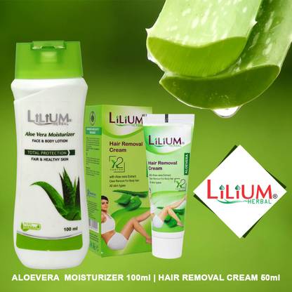 LILIUM Aloe Vera Moisturizer Face & Body Lotion, Hair Growth Removal Cream