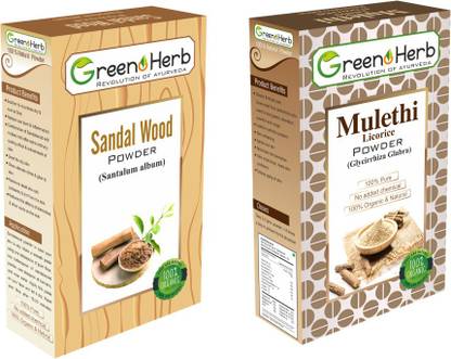 greenoherb Sandalwood+Mulethi Organic Skin Softening Face Pack Combo