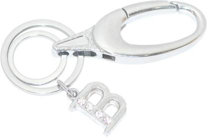 Aura Imported Diamond Studded Initial Letter B Alphabet B Key Ring Hook Key Chain