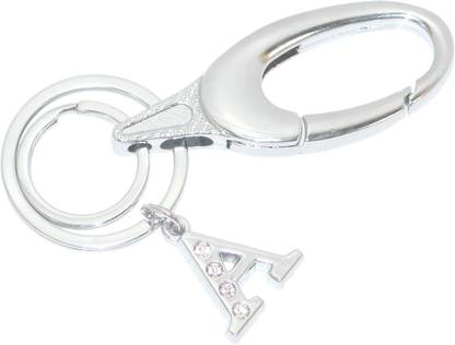 Aura Imported Diamond Studded Initial Letter A Alphabet A Key Ring Hook Key Chain
