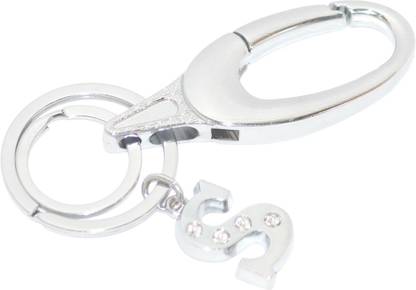 Aura Imported Diamond Studded Initial Letter S Alphabet S Key Ring Hook Key Chain