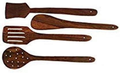 CLASSIC SHOPPE Wooden Sheesham Cooking Spoons for Non- Stick Utensils | Set of 4 Wooden Serving Spoon Set