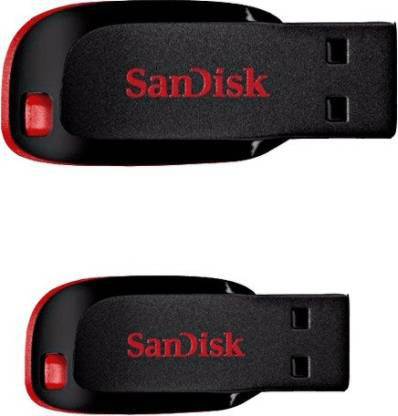 SanDisk 64GB Cruzer Blade USB Drive COMBO 64 GB Pen Drive Compatible with Laptop, Audio Player, Gaming Console, Tablet, Television, Desktop Computer USB 2.0 Plastic Case