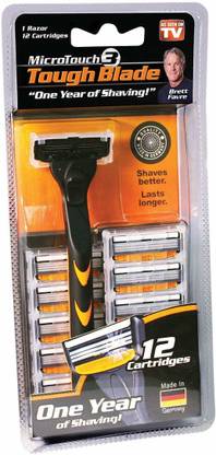 Micro Touch MicroTouch TOUGH BLADE, Triple-Blade Razor with 12 Refill Cartrid