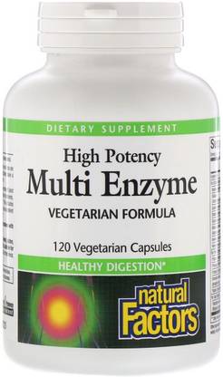 Natural Factors Multi Enzyme, High Potency, Vegetarian Formula, 120 Vegetarian Capsules