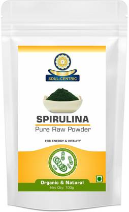 SOUL CENTRIC Organic Spirulina Powder for Improving B12, Omega 3s, and Amino Acids (100 g)