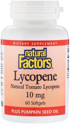 Natural Factors Lycopene, 10 mg, 60 Softgels