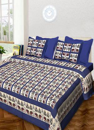 shree sd creation 170 TC Cotton Double Printed Flat Bedsheet