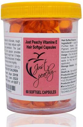 Just Peachy Vitamin E Softgel Hair Capsule (60 capsules) Orange