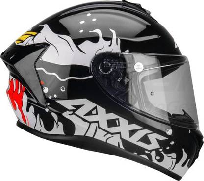 Axxis Viper Fish Gloss Black Helmet (Fluorescent Orange) Motorbike Helmet