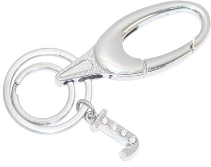 Aura Imported Diamond Studded Initial Letter J Alphabet J Key Ring Hook Key Chain
