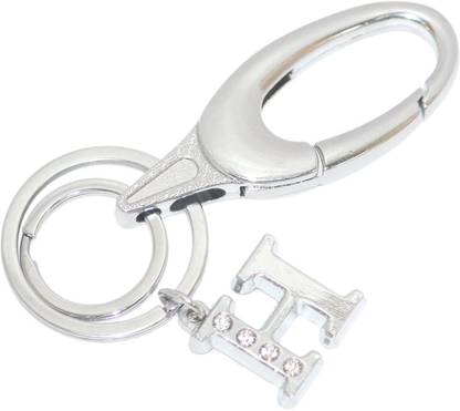 Aura Imported Diamond Studded Initial Letter H Alphabet H Key Ring Hook Key Chain