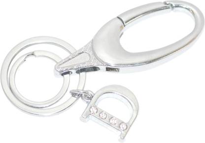 Aura Imported Diamond Studded Initial Letter D Alphabet D Key Ring Hook Key Chain