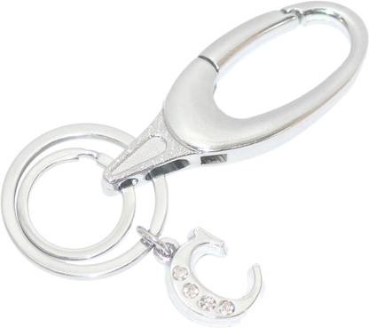 Aura Imported Diamond Studded Initial Letter C Alphabet C Key Ring Hook Key Chain