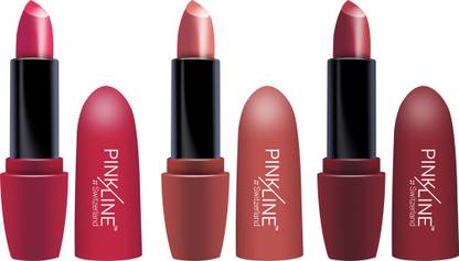 Pink line Moisturizing Matte Lipstick (PACK OF 3)Magenta,Cheek,Beauty 87gm