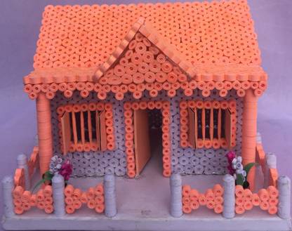 ArtNCraftBazaar Quilling Paper Small House Model 6 Decorative Showpiece  -  12.5 cm