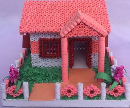 ArtNCraftBazaar Quilling Paper Small House Model 4 Decorative Showpiece  -  9 cm
