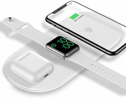 TECLUSIVE Wireless Charger, 3 IN 1 Charging Pad( AirPods IPhone Apple Watch) Qi Fast Charging Station 5W for Apple Watch Series 4/3/2/1, 2.5W for AirPods, 7.5W for IPhone Xs/XS MAX/XR/X/8/8 Plus,White Charging Pad