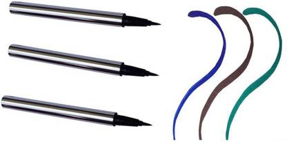 TUKAMCHA GLAM STROKE PEN EYELINER IN BLUE,GREEN.BROWN COLOR 3 SET FOR ALL SKIN TONE 5 ml
