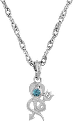 Dzinetrendz Silver plated Sheshnag with Blue Nag-mani mythological Snake pendant Men Women Silver Brass Pendant