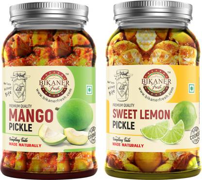Bikaner Fresh Pack of 2 Mango Pickle and Sweet Lemon Pickle Mango, Lemon Pickle