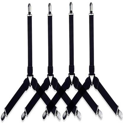 GOLKIPAR Sheet Holder Straps,Triangle Elastic Mattress Corner Clips, 3 Way Fitted Bed Sheet Fastener Suspenders Grippers Heavy Duty for Bedding Sheets, Mattress Covers, Sofa Cushion(Pack of 4) Luggage Strap