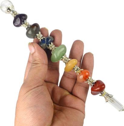 REIKI CRYSTAL PRODUCTS 7 Chakra Wand Crystal Wand Tumble Shape Stone Wand For Reiki Healing And Crystal Healing Wands Decorative Showpiece  -  19.5 cm