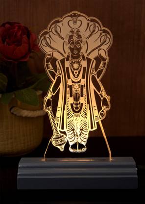 SohamCreations The Lord Vishnu 3D illusion Acrylic Table Lamp(Color-Smoke white) Table Lamp