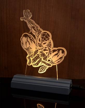 Radhey Radhey The Spiderman 3D illusion Acrylic Table Lamp(Color-Smoke white) Table Lamp