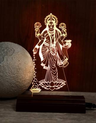 Modak The Lord Lakshmi 3D illusion Acrylic Table Lamp(Color-Cherry) Table Lamp