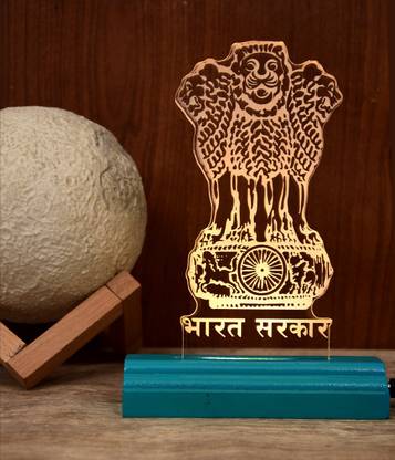 GORVA The Ashok Symbol 3D illusion Acrylic Table Lamp(Color-Aqua) Table Lamp