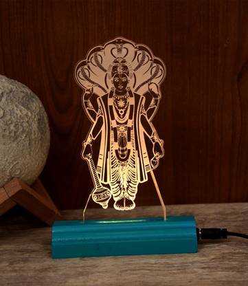Radhey Radhey The Lord Vishnu 3D illusion Acrylic Table Lamp(Color-Aqua) Table Lamp