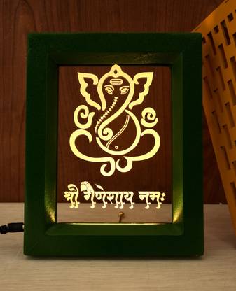 GORVA The Lord Ganesh 3D illusion Acrylic (Forest Green) Table Lamp