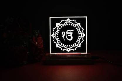 Modak The Ek Onkar 3D illusion Acrylic Table Lamp(Color-Orange) Table Lamp