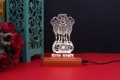 Wideheavel The Ashok Symbol 3D illusion Acrylic Table Lamp(Color-Orange) Table Lamp