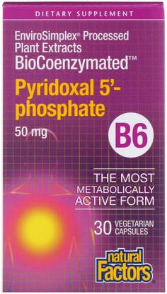 Natural Factors Pyridoxal 5'-Phosphate, 50 mg, 30 Vegetarian Capsules