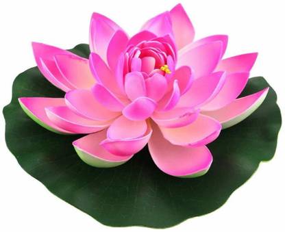 Aakriti Artificial Lotus Flower for Home Decoration and Aquarium/Pound/Fish Tank Lotus Flower Lotus with Leaf for Decoration 18 cm in Diameter (2 PCS) Multicolor Lotus Artificial Flower