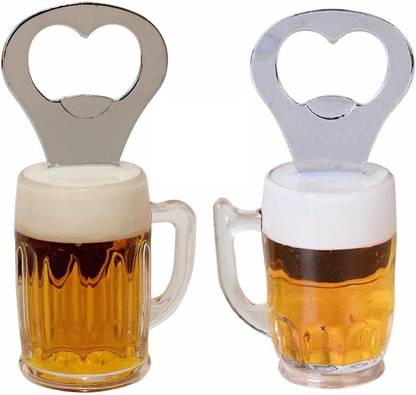 Crazycute OPENER 2 Creative Beer Mug Shape Opener Multi Function Stainless Steel Can Jar Bottle Opener Beer Good Kitchen Tools Bottle Shape Opener - Pack of 2 Bottle Opener